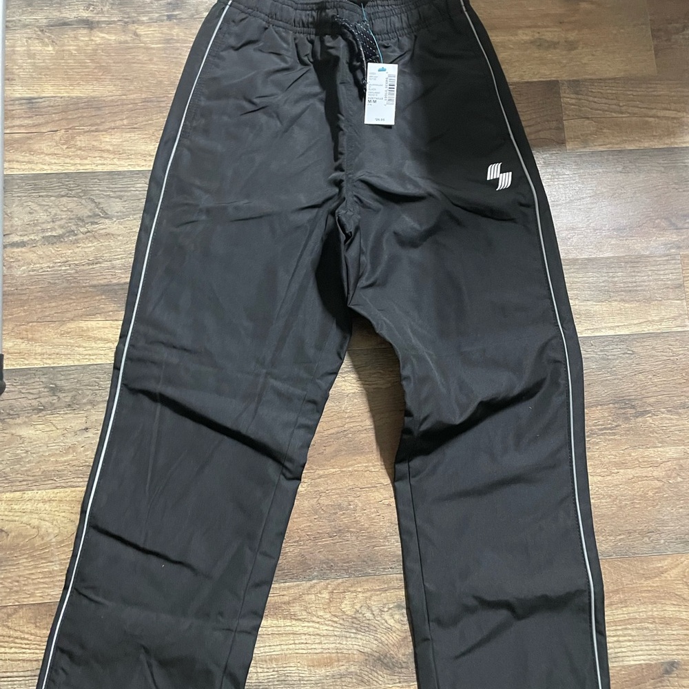 Kids Black Jogger Pants with Reflective Side Trim